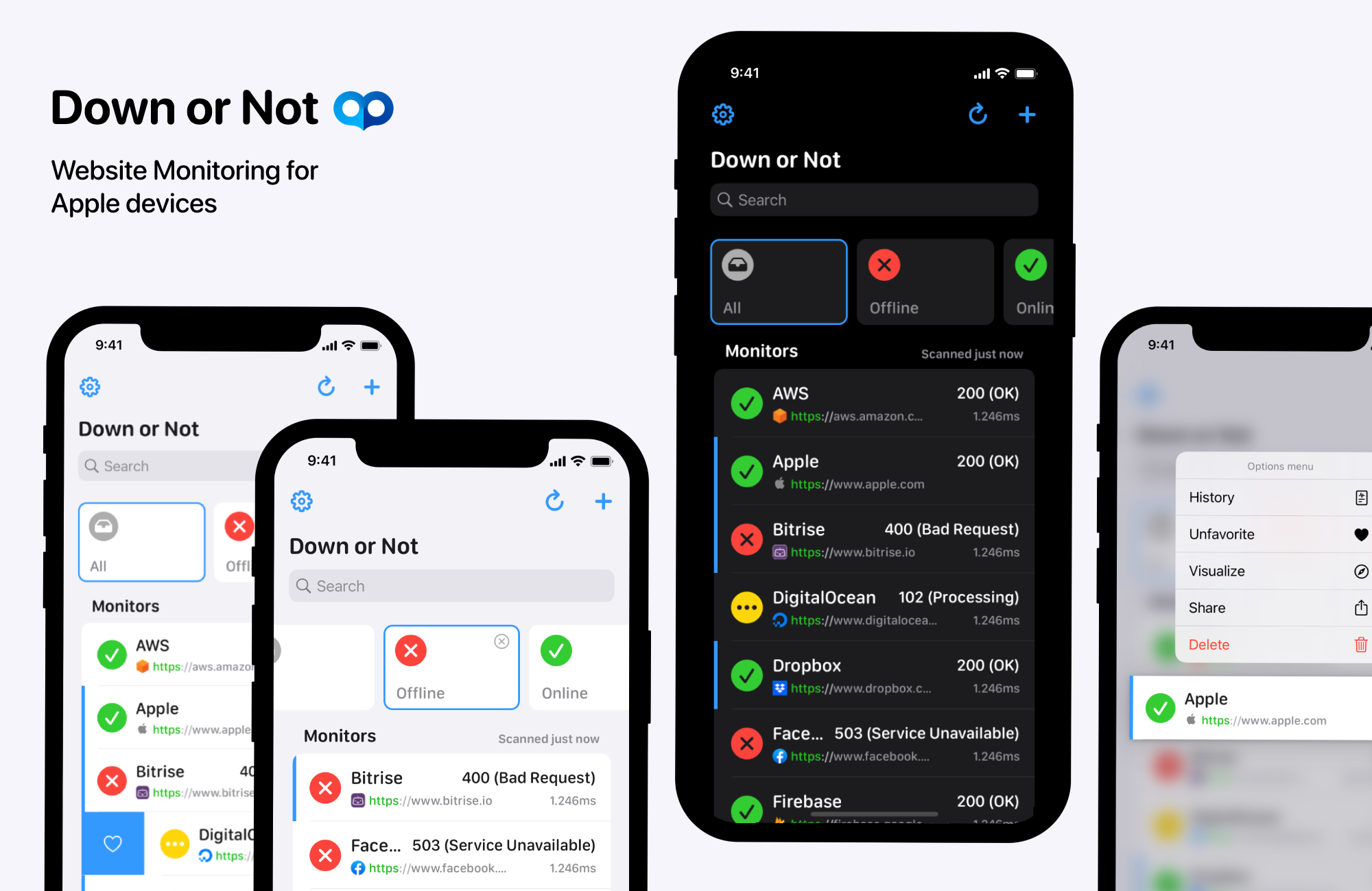 Down or Not: Website Monitor for Apple devices