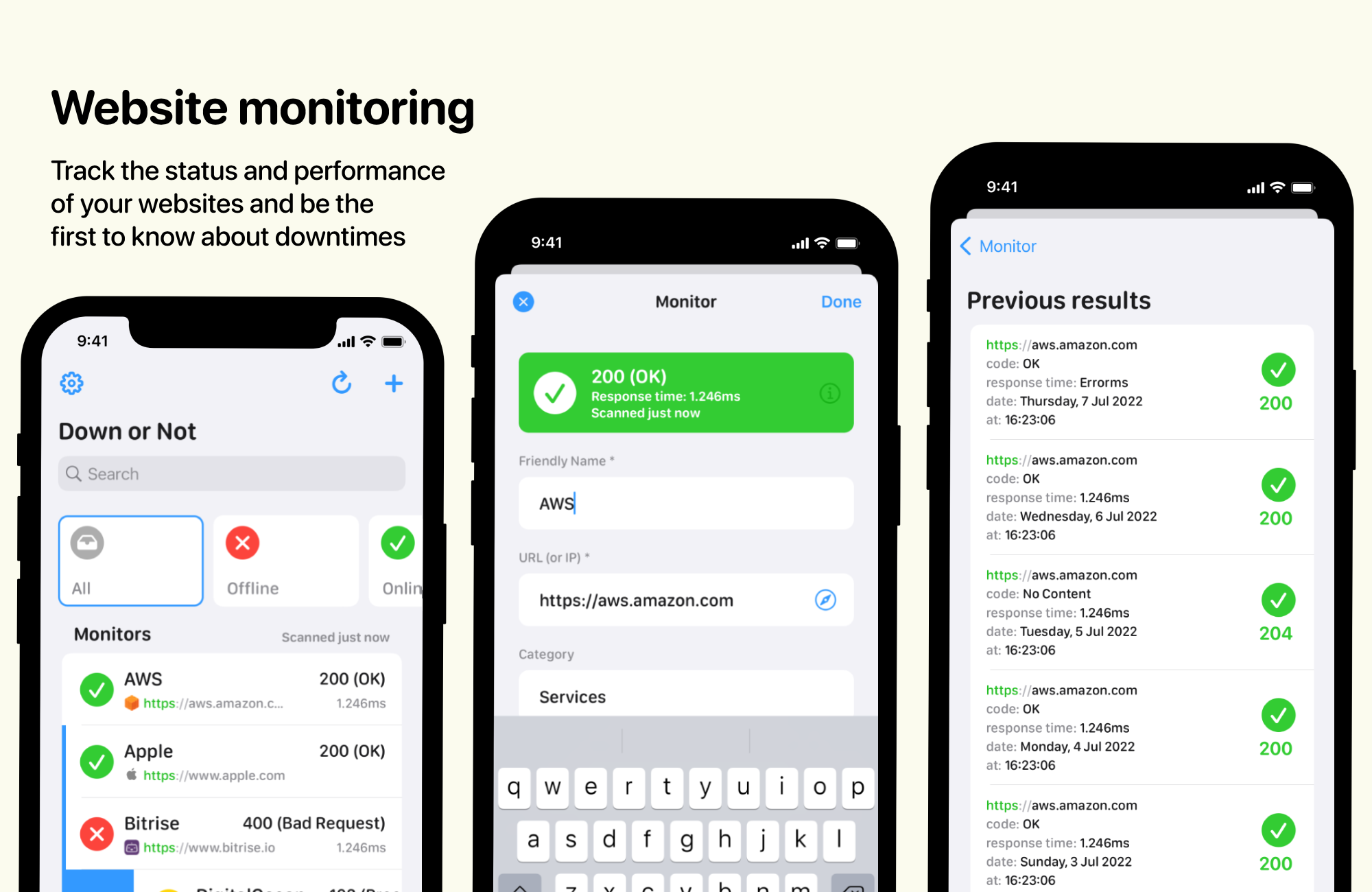 Down or Not: Website Monitor for Apple devices