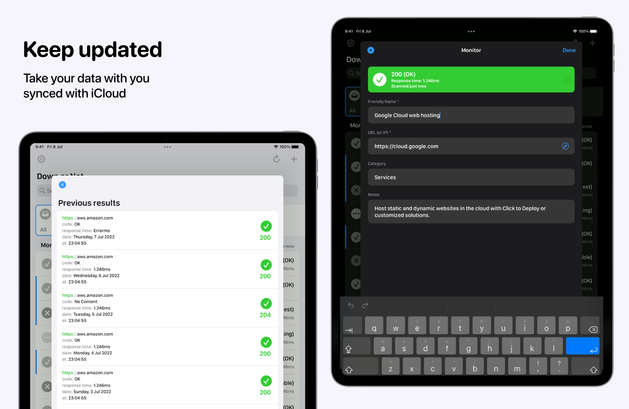 Down or Not: Website Monitor for Apple devices